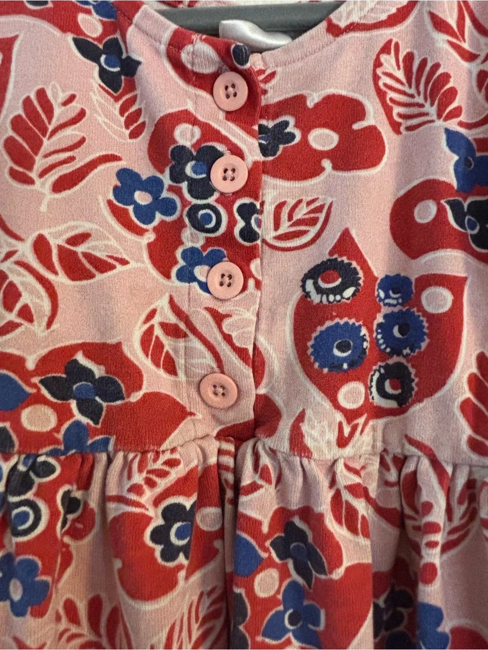 Hannah Andersson Pink Floral Dress with Red and Blue Blossoms